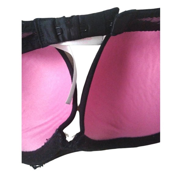 Victoria Secret PINK Womens Black Lace Trim Underwire Lightly Padded Bra 32C/B - Picture 6 of 11
